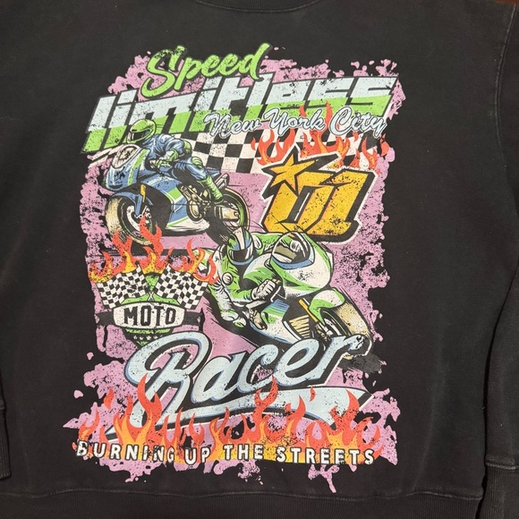 Vtg 2001 Motorcycle Racing Sweatshirt Forever 21 Black 2-Sided Men’s L Racer HTF - Picture 2 of 14